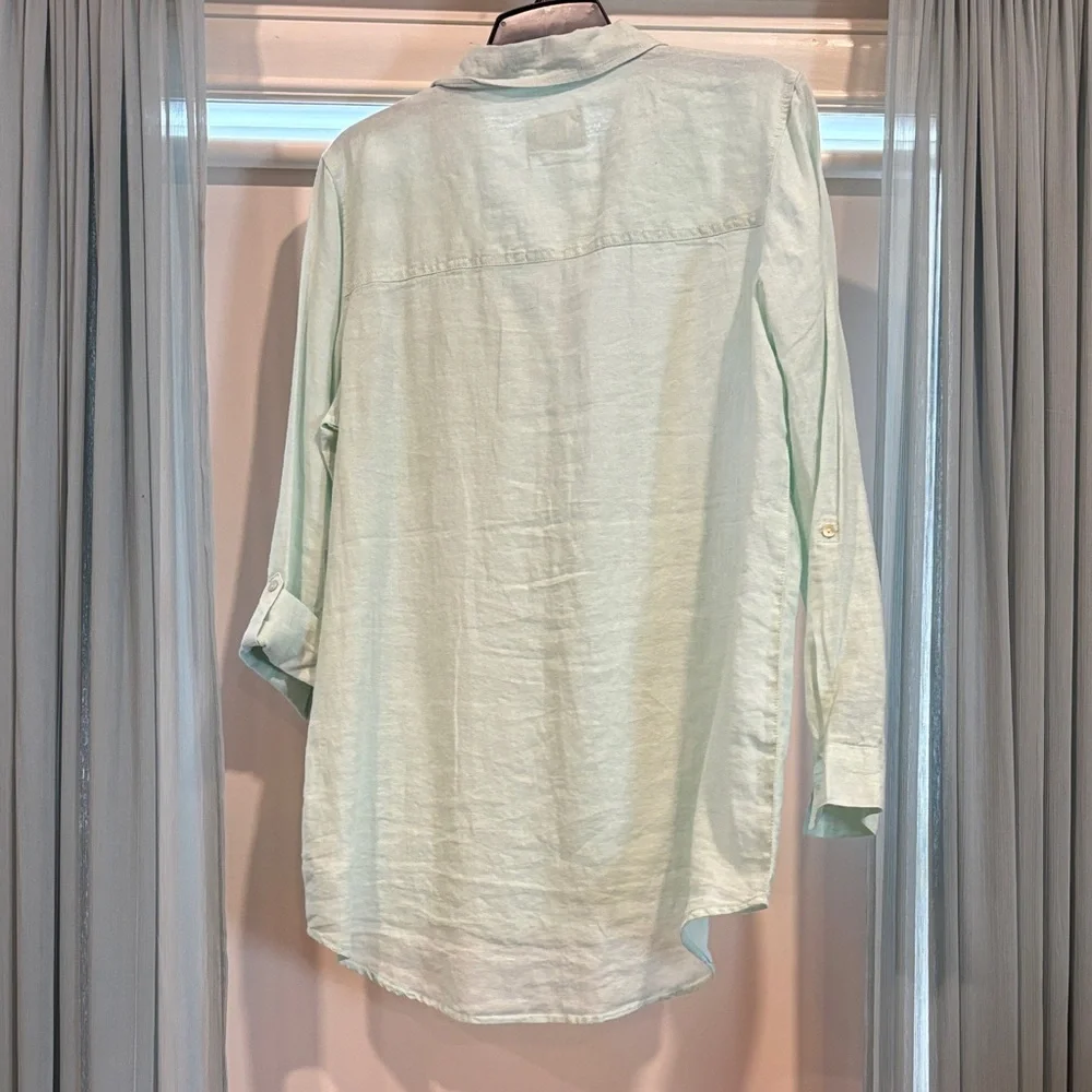 Sigrid Olsen Pale Green Linen Top, M - Picture 5 of 7